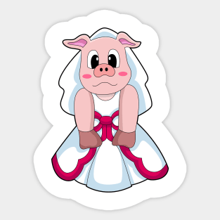 Pig as Bride with Wedding dress Sticker